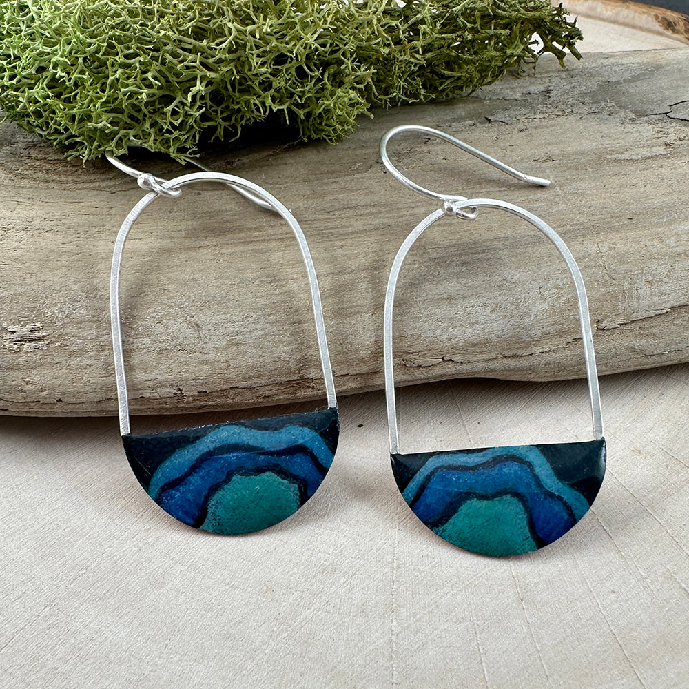 OOAK Hand-Colored Geode Wave Earrings