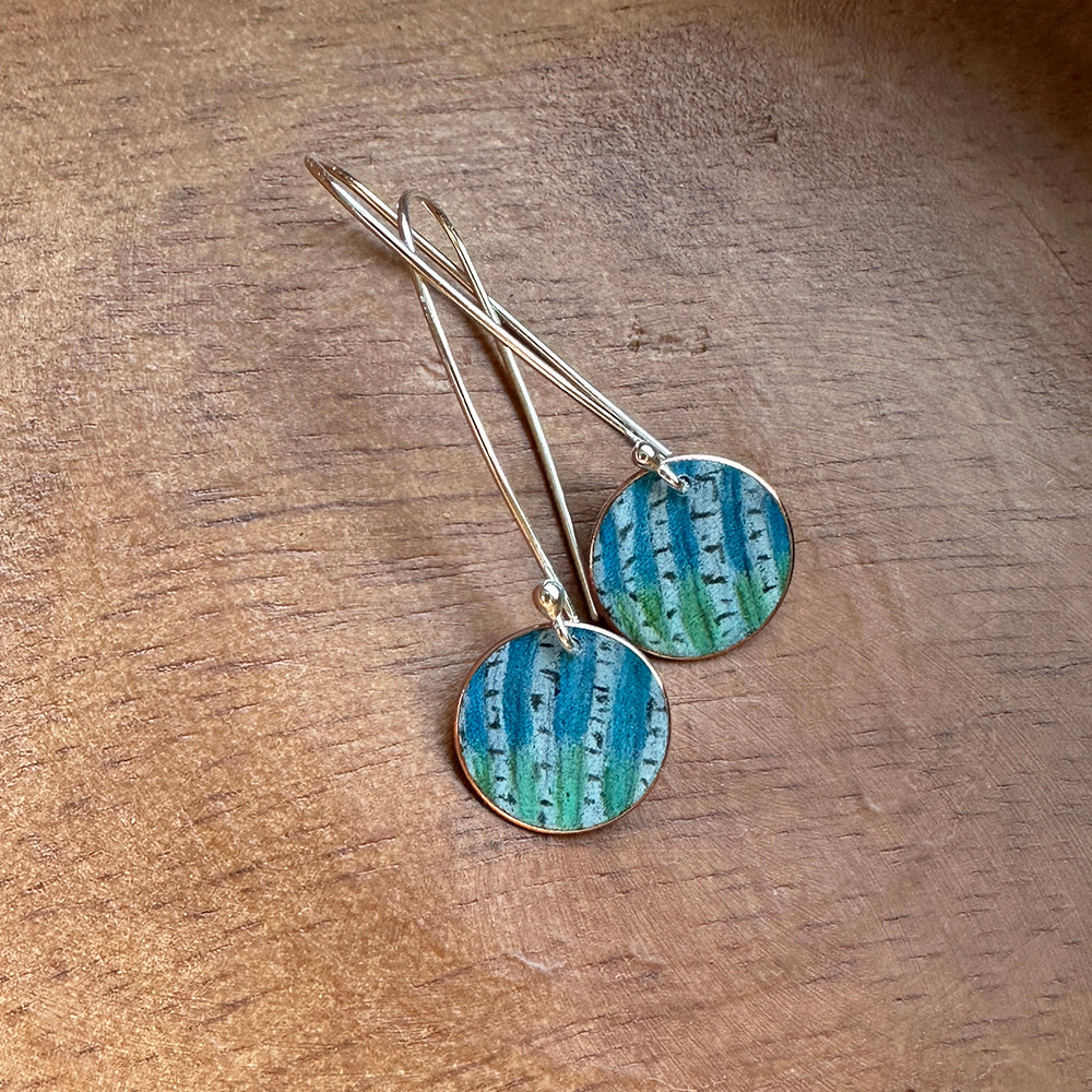 OOAK Hand-Colored Birch Tree Earrings