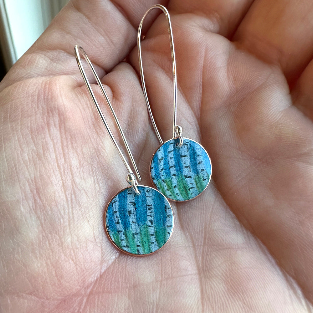 OOAK Hand-Colored Birch Tree Earrings
