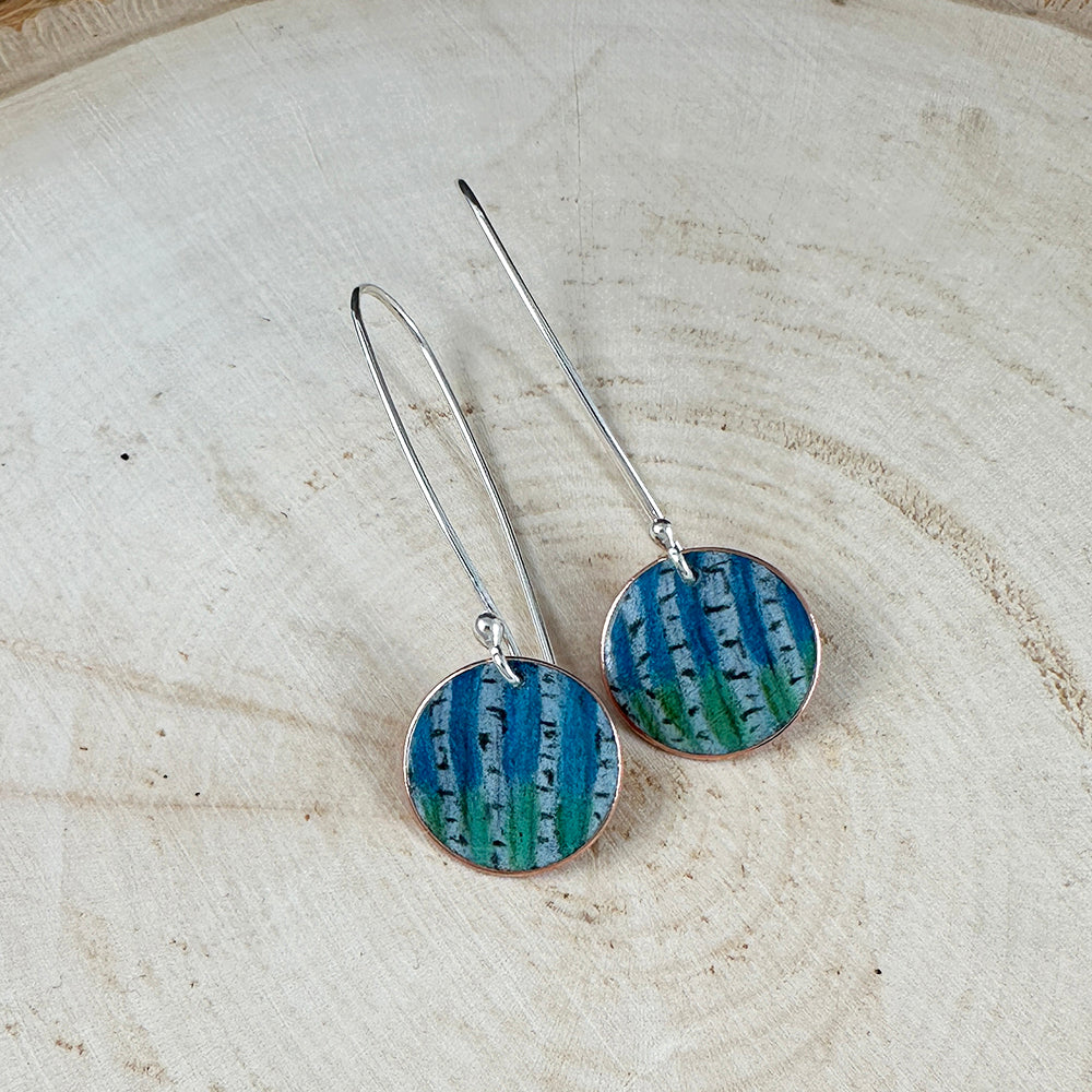 OOAK Hand-Colored Birch Tree Earrings