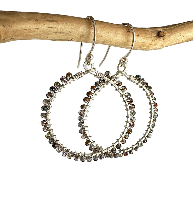 Shimmery Beaded Hoops