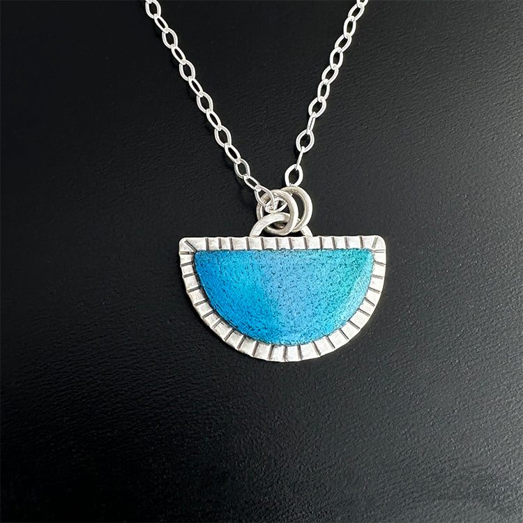 Hand-Colored "It's Just a Phase" Pendant in Blue