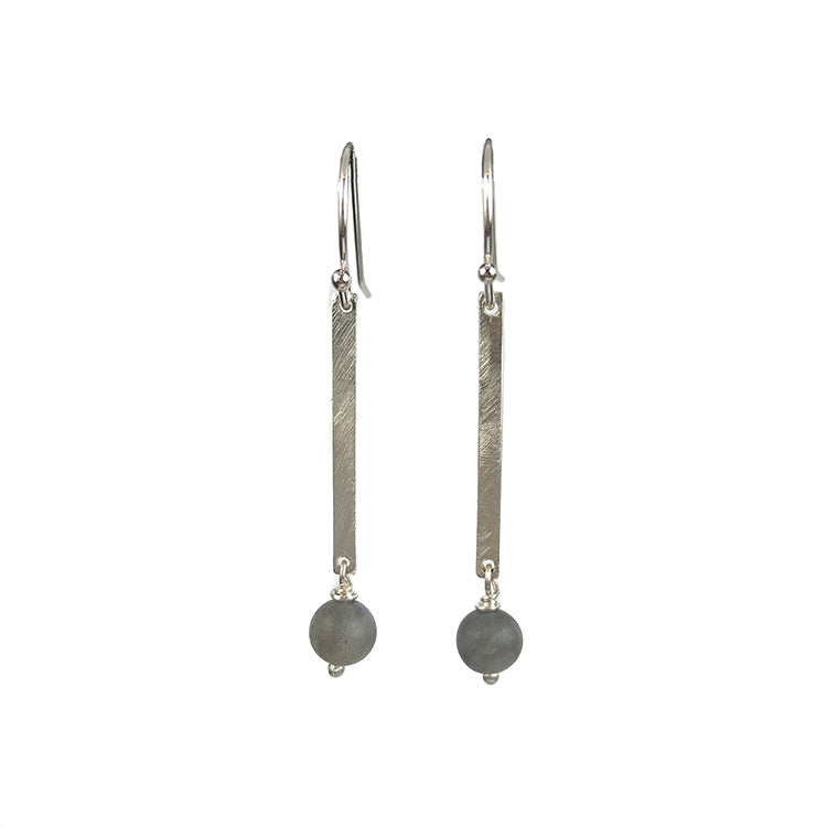 Bar Earrings with Labradorite