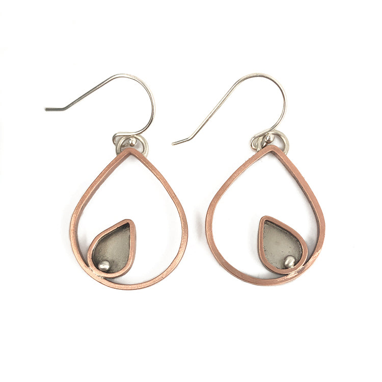 Mixed Metal Teardrop Earrings