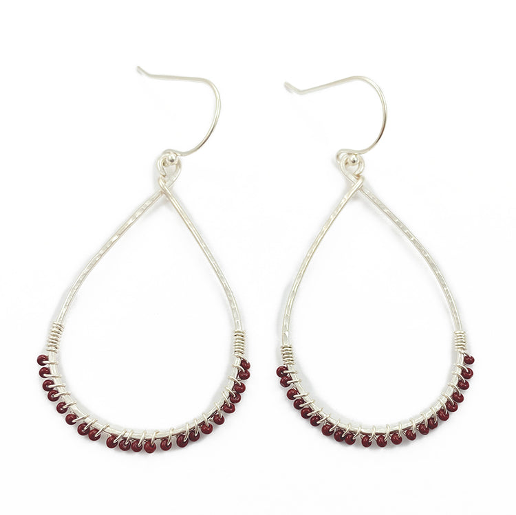 Sterling Hoops with Wrapped Beads - Medium