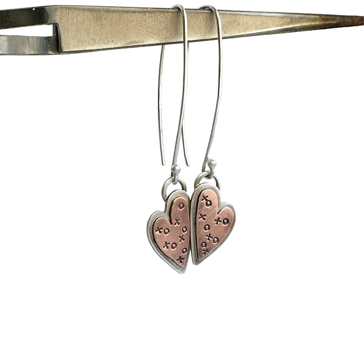 Mixed Metal ‘Love More’ Heart Earrings