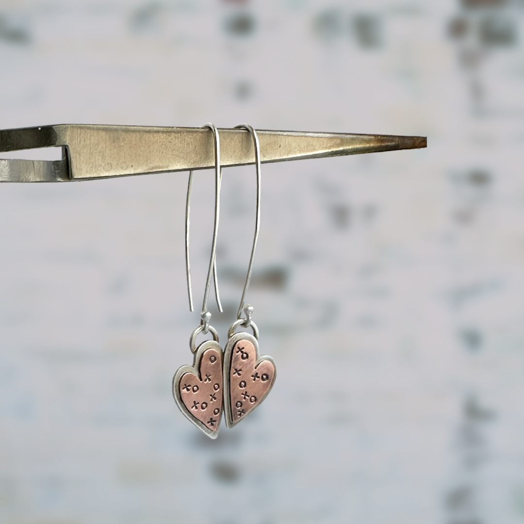 Mixed Metal ‘Love More’ Heart Earrings