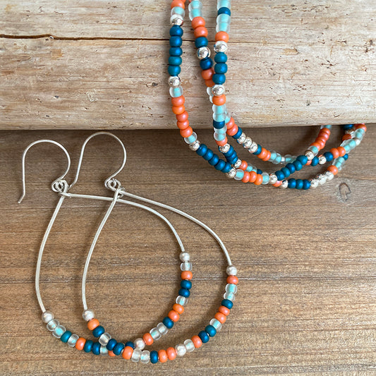 Colorful Sunrise Earrings and Bracelet Stack Set