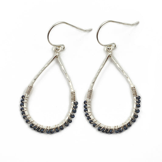 Sterling Hoops with Wrapped Beads - Petite