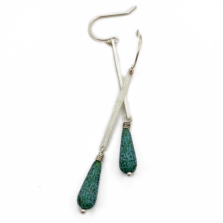 Sterling Silver Bar with Turquoise Earrings