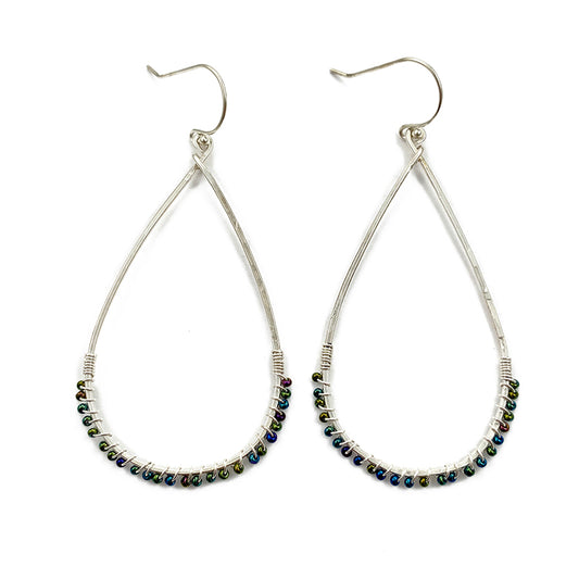 Sterling Hoops with Wrapped Beads - Large